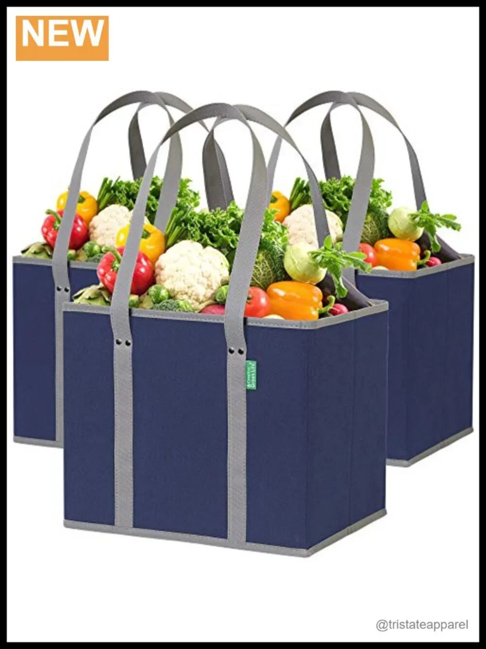 3 Pack Reusable Grocery Bags Heavy Duty Canvas Large Tote Shopping